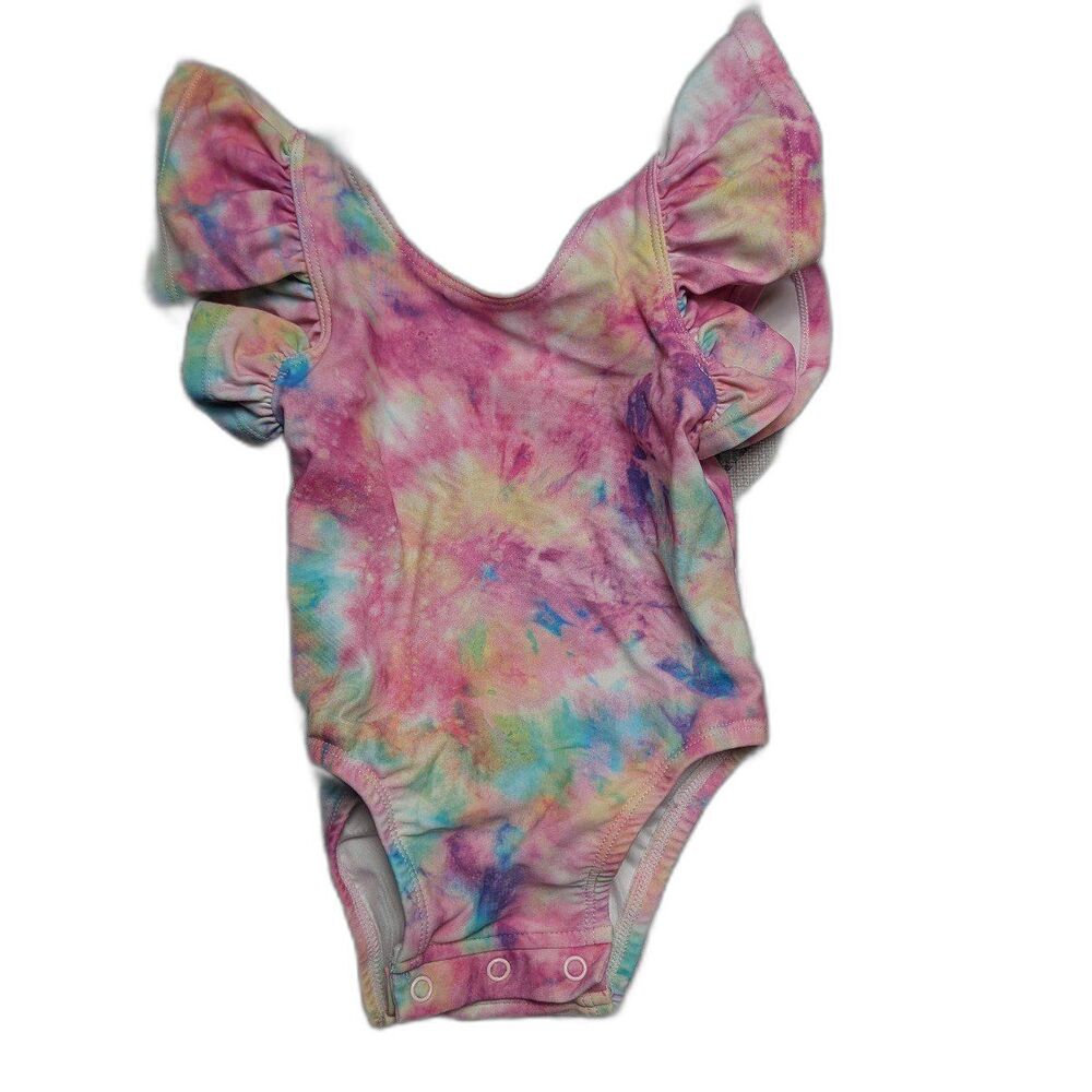 Posh Peanut Ruffled Cap Sleeve One Piece Swimsuit Joplin Tie Dye 6-12m